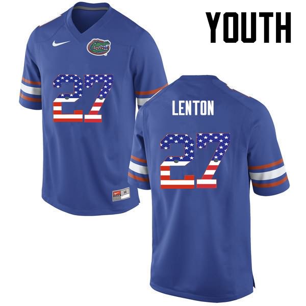 Youth NCAA Florida Gators Quincy Lenton #27 Stitched Authentic USA Flag Fashion Nike Blue College Football Jersey YKR0065XP